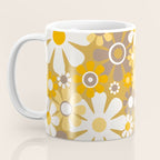 Retro Garden Flowers Groovy 60s 70s Floral Pattern in Ochre Yellow Orange Coffee Mug Gallery Image 3
