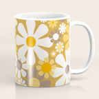 Retro Garden Flowers Groovy 60s 70s Floral Pattern in Ochre Yellow Orange Coffee Mug Gallery Image 1