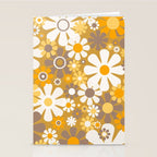 Retro Garden Flowers Groovy 60s 70s Floral Pattern in Ochre Yellow Orange Stationery Card Gallery Image 2