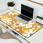 Retro Garden Flowers Groovy 60s 70s Floral Pattern in Ochre Yellow Orange Desk Mat Gallery Image 2