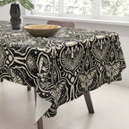 Celestial Forest Damask - black and cream Tablecloth Gallery Image 3