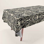 Celestial Forest Damask - black and cream Tablecloth Gallery Image 1