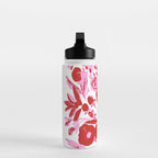Red and pink artsy flowers Water Bottle Gallery Image 3
