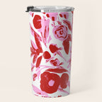 Red and pink artsy flowers Travel Mug Gallery Image 3