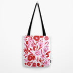 Red and pink artsy flowers Tote Bag Gallery Image 2