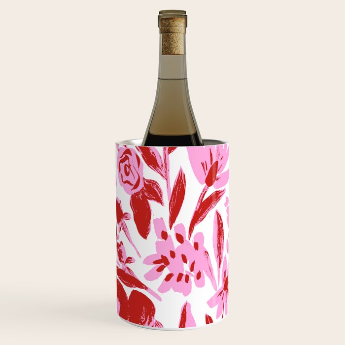 Red and pink artsy flowers Wine Chiller Gallery Image 1
