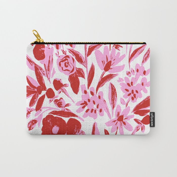 Red and pink artsy flowers Carry All Pouch Gallery Image 1