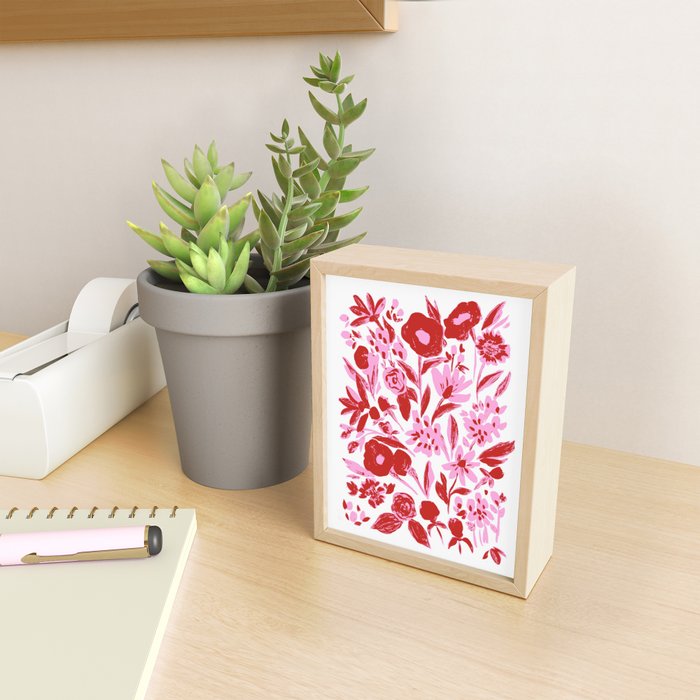 Red and pink artsy flowers Mini Art Print Gallery Image 2