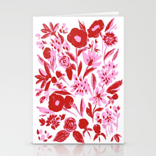 Red and pink artsy flowers Stationery Card Gallery Image 2