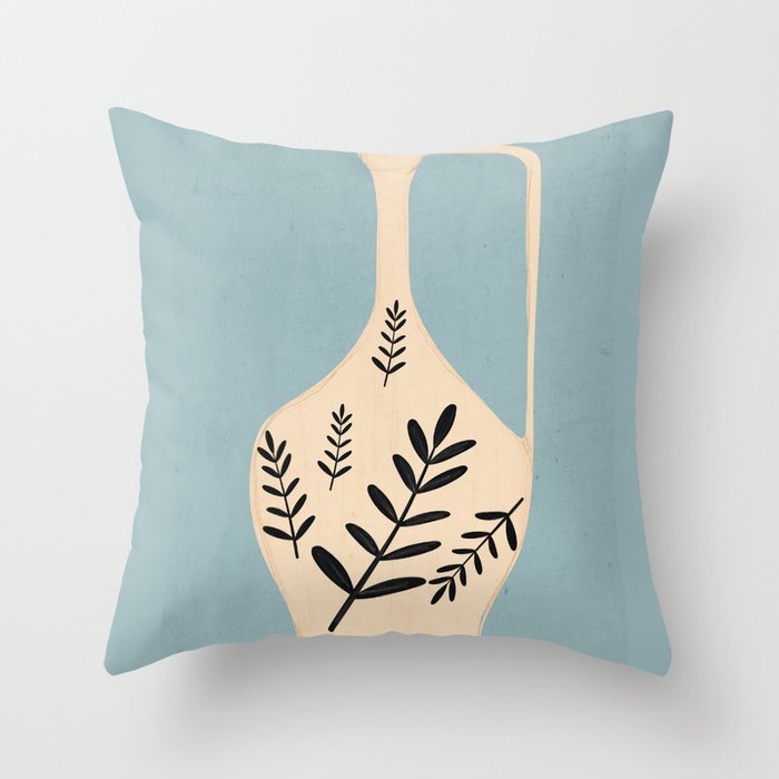Minimal Abstract Art Vase 23 Throw Pillow Gallery Image 1