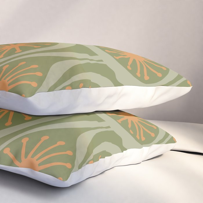 Mid Century Modern Atomic Drops Retro Pattern in Vintage Olive Green, Celadon, and Cantaloupe Orange Pillow Sham Gallery Image 3