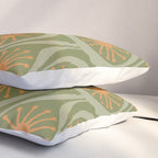 Mid Century Modern Atomic Drops Retro Pattern in Vintage Olive Green, Celadon, and Cantaloupe Orange Pillow Sham Gallery Image 3