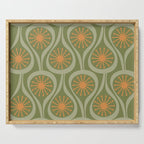 Mid Century Modern Atomic Drops Retro Pattern in Vintage Olive Green, Celadon, and Cantaloupe Orange Serving Tray Gallery Image 1