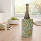 Mid Century Modern Atomic Drops Retro Pattern in Vintage Olive Green, Celadon, and Cantaloupe Orange Wine Chiller Gallery Image 4
