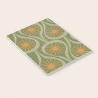 Mid Century Modern Atomic Drops Retro Pattern in Vintage Olive Green, Celadon, and Cantaloupe Orange Notebook Gallery Image 3