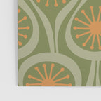 Mid Century Modern Atomic Drops Retro Pattern in Vintage Olive Green, Celadon, and Cantaloupe Orange Poster Gallery Image 3