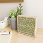 Mid Century Modern Atomic Drops Retro Pattern in Vintage Olive Green, Celadon, and Cantaloupe Orange Mini Art Print Gallery Image 2
