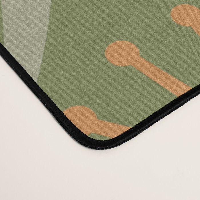 Mid Century Modern Atomic Drops Retro Pattern in Vintage Olive Green, Celadon, and Cantaloupe Orange Desk Mat Gallery Image 4