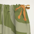 Mid Century Modern Atomic Drops Retro Pattern in Vintage Olive Green, Celadon, and Cantaloupe Orange Window Curtain Gallery Image 2