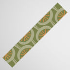 Mid Century Modern Atomic Drops Retro Pattern in Vintage Olive Green, Celadon, and Cantaloupe Orange Table Runner Gallery Image 3