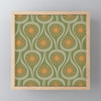 Mid Century Modern Atomic Drops Retro Pattern in Vintage Olive Green, Celadon, and Cantaloupe Orange Mini Art Print Gallery Image 1