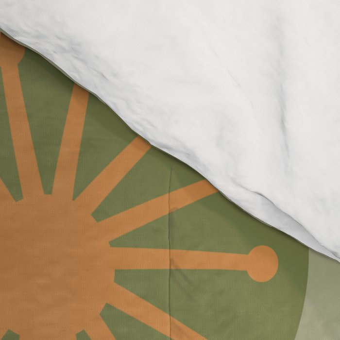 Mid Century Modern Atomic Drops Retro Pattern in Vintage Olive Green, Celadon, and Cantaloupe Orange Comforter Gallery Image 4