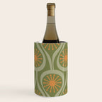 Mid Century Modern Atomic Drops Retro Pattern in Vintage Olive Green, Celadon, and Cantaloupe Orange Wine Chiller Gallery Image 2