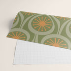 Mid Century Modern Atomic Drops Retro Pattern in Vintage Olive Green, Celadon, and Cantaloupe Orange Wrapping Paper Gallery Image 2