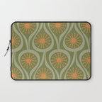 Mid Century Modern Atomic Drops Retro Pattern in Vintage Olive Green, Celadon, and Cantaloupe Orange Laptop Sleeve Gallery Image 1