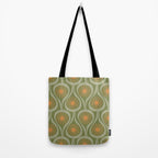 Mid Century Modern Atomic Drops Retro Pattern in Vintage Olive Green, Celadon, and Cantaloupe Orange Tote Bag Gallery Image 2