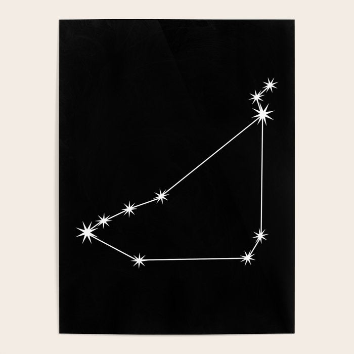 Capricorn Zodiac Star Constellation Line Art Black Poster Gallery Image 4