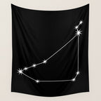 Capricorn Zodiac Star Constellation Line Art Black Wall Tapestry Gallery Image 4