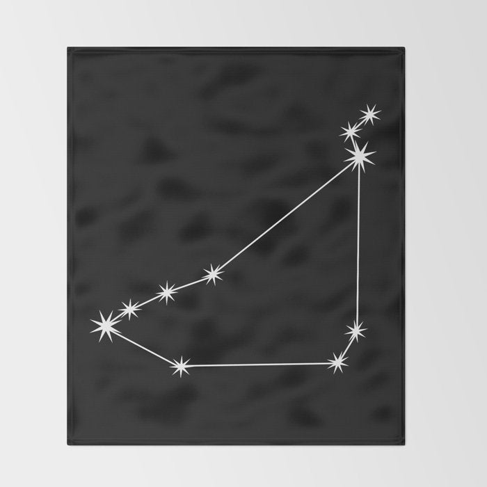 Capricorn Zodiac Star Constellation Line Art Black Throw Blanket Gallery Image 2