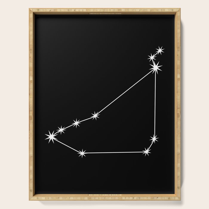 Capricorn Zodiac Star Constellation Line Art Black Serving Tray Gallery Image 1