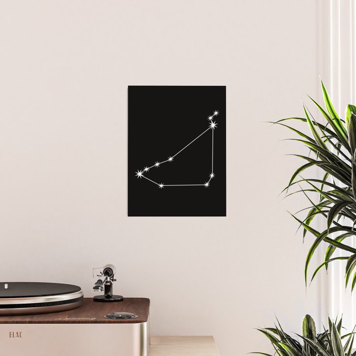 Capricorn Zodiac Star Constellation Line Art Black Poster Gallery Image 2