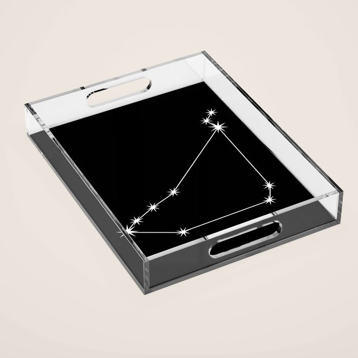 Capricorn Zodiac Star Constellation Line Art Black Acrylic Tray Gallery Image 1