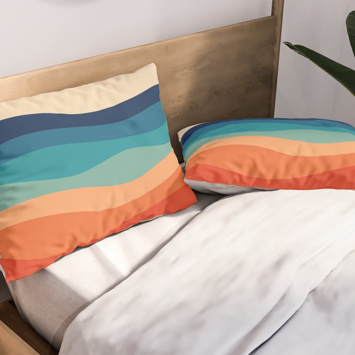 Retro 70s Waves Pillow Sham Gallery Image 2