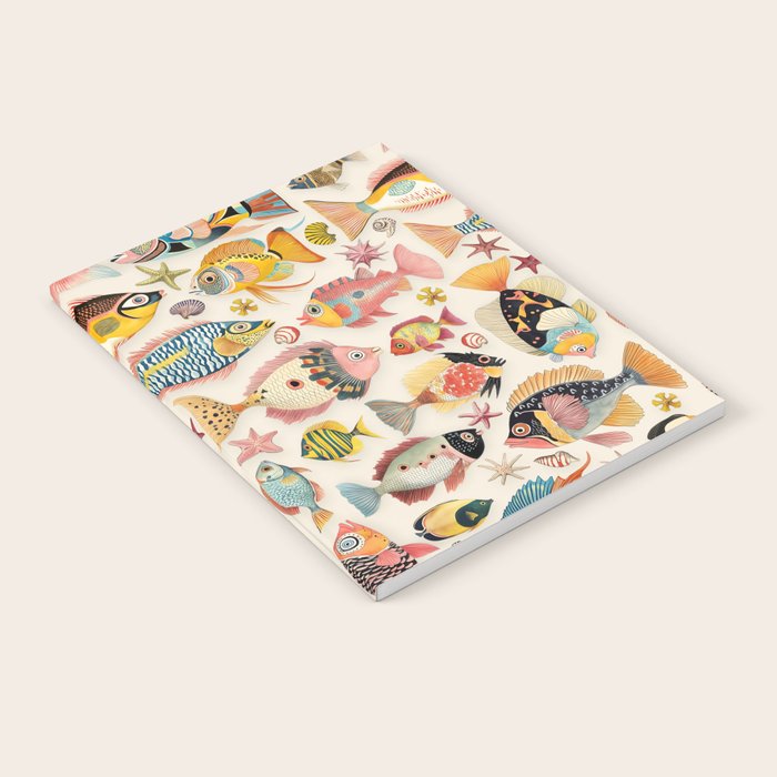Whimsical Underwater World Multicolor Fish Pattern Notebook Gallery Image 2