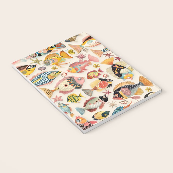 Whimsical Underwater World Multicolor Fish Pattern Notebook Gallery Image 3