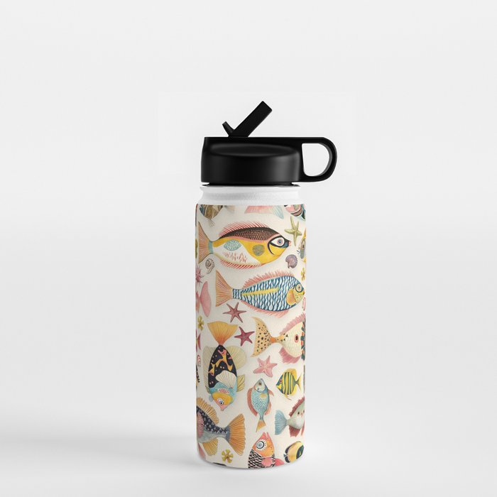 Whimsical Underwater World Multicolor Fish Pattern Water Bottle Gallery Image 1