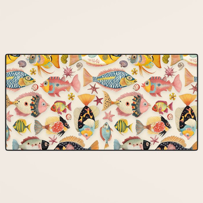 Whimsical Underwater World Multicolor Fish Pattern Desk Mat Gallery Image 3