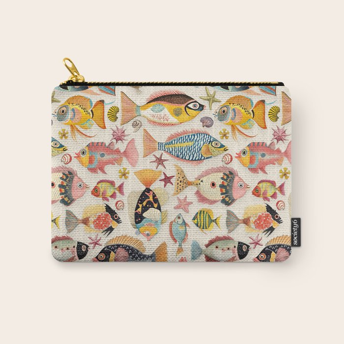 Whimsical Underwater World Multicolor Fish Pattern Carry All Pouch Gallery Image 1