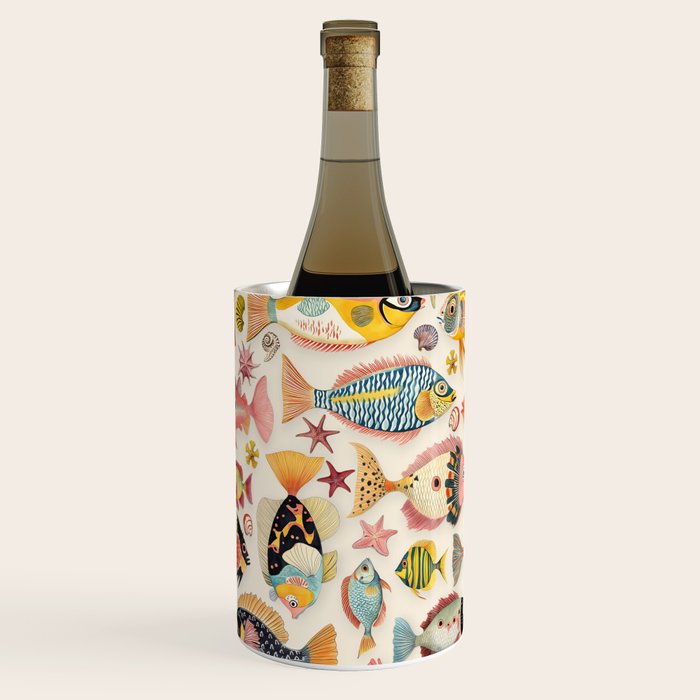 Whimsical Underwater World Multicolor Fish Pattern Wine Chiller Gallery Image 1