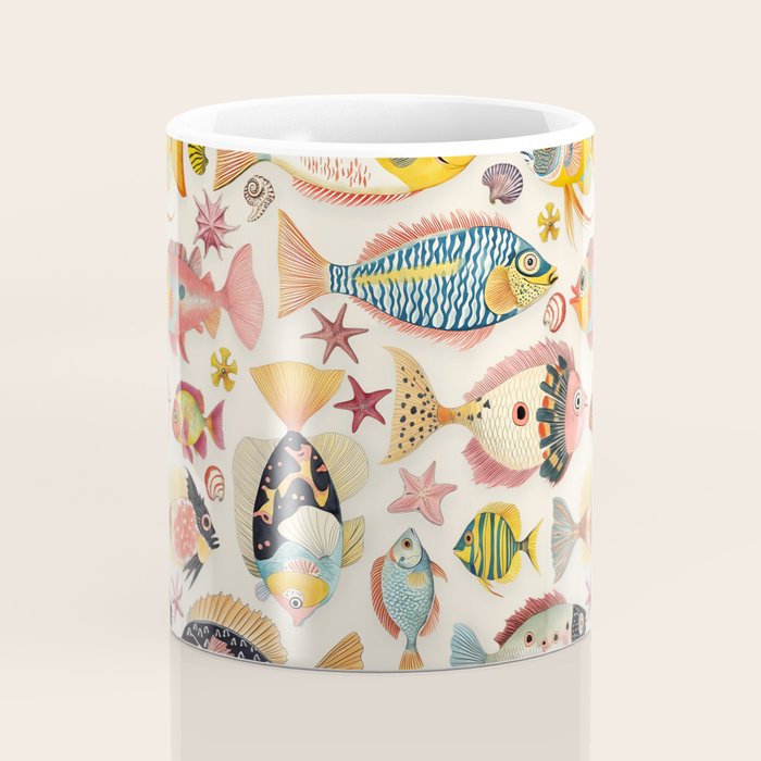 Whimsical Underwater World Multicolor Fish Pattern Coffee Mug Gallery Image 4