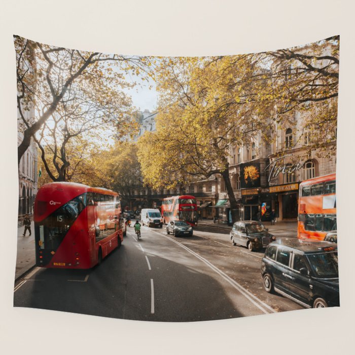London Red Buses - Photography Wall Tapestry Gallery Image 4