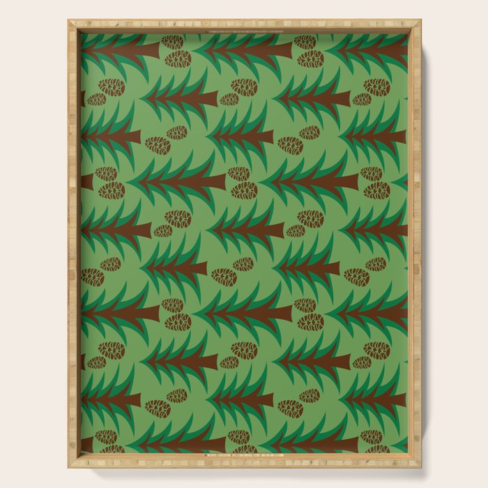 Abstract Fir Trees and Pine Cones Serving Tray Gallery Image 1