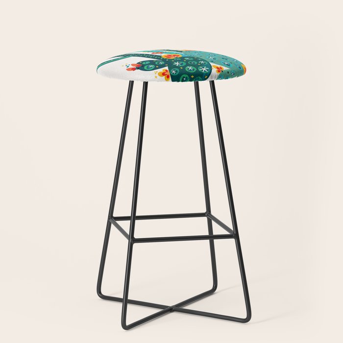 Cactus Garden Acrylic - Teal Stool Gallery Image 1