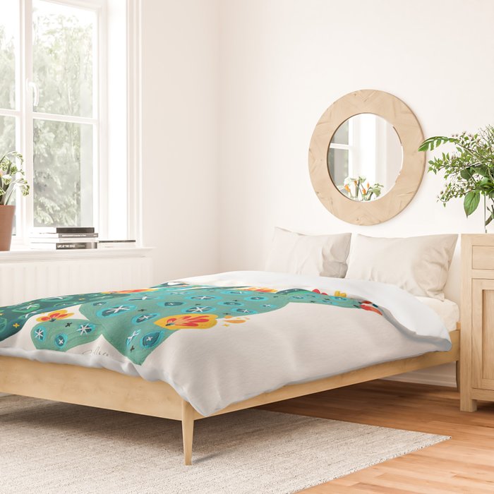 Cactus Garden Acrylic - Teal Duvet Cover Gallery Image 2