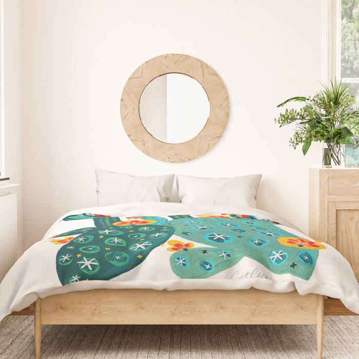 Cactus Garden Acrylic - Teal Duvet Cover Gallery Image 3