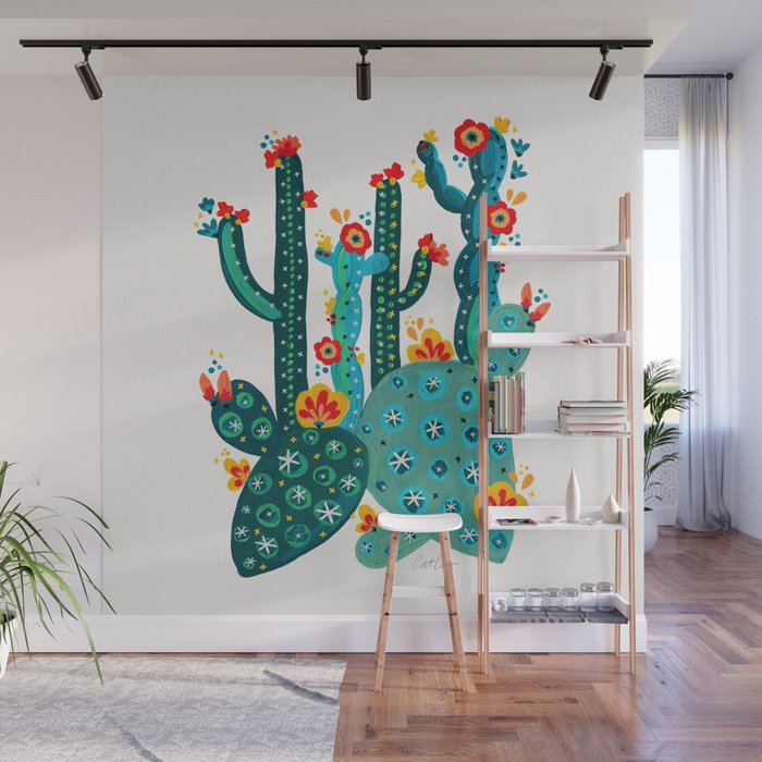 Cactus Garden Acrylic - Teal Wall Mural Gallery Image 1